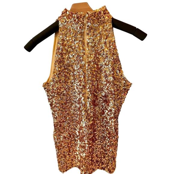 Vintage Sequin Bling Glam Mock Neck Sleeveless Top Small Medium - Picture 1 of 6
